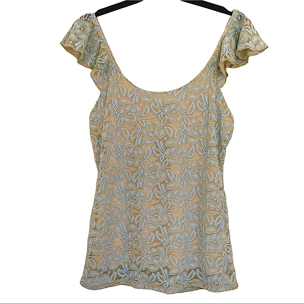 *final* GUESS Lace Cap Sleeve Top Small NWT